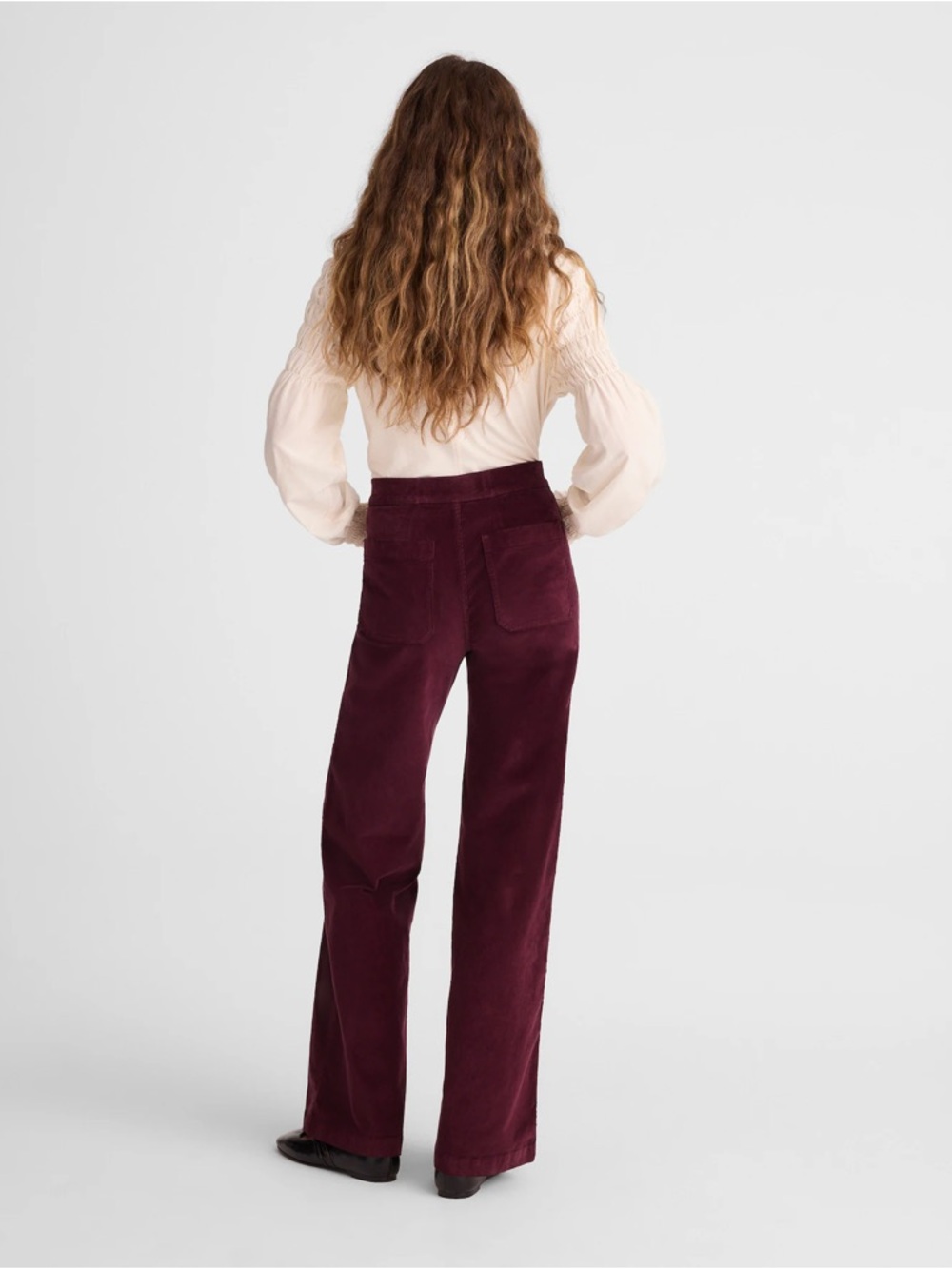 Madewell The Wide-Leg Pant in Corduroy in Dark Pomegranate Size 33 - Picture 3 of 6